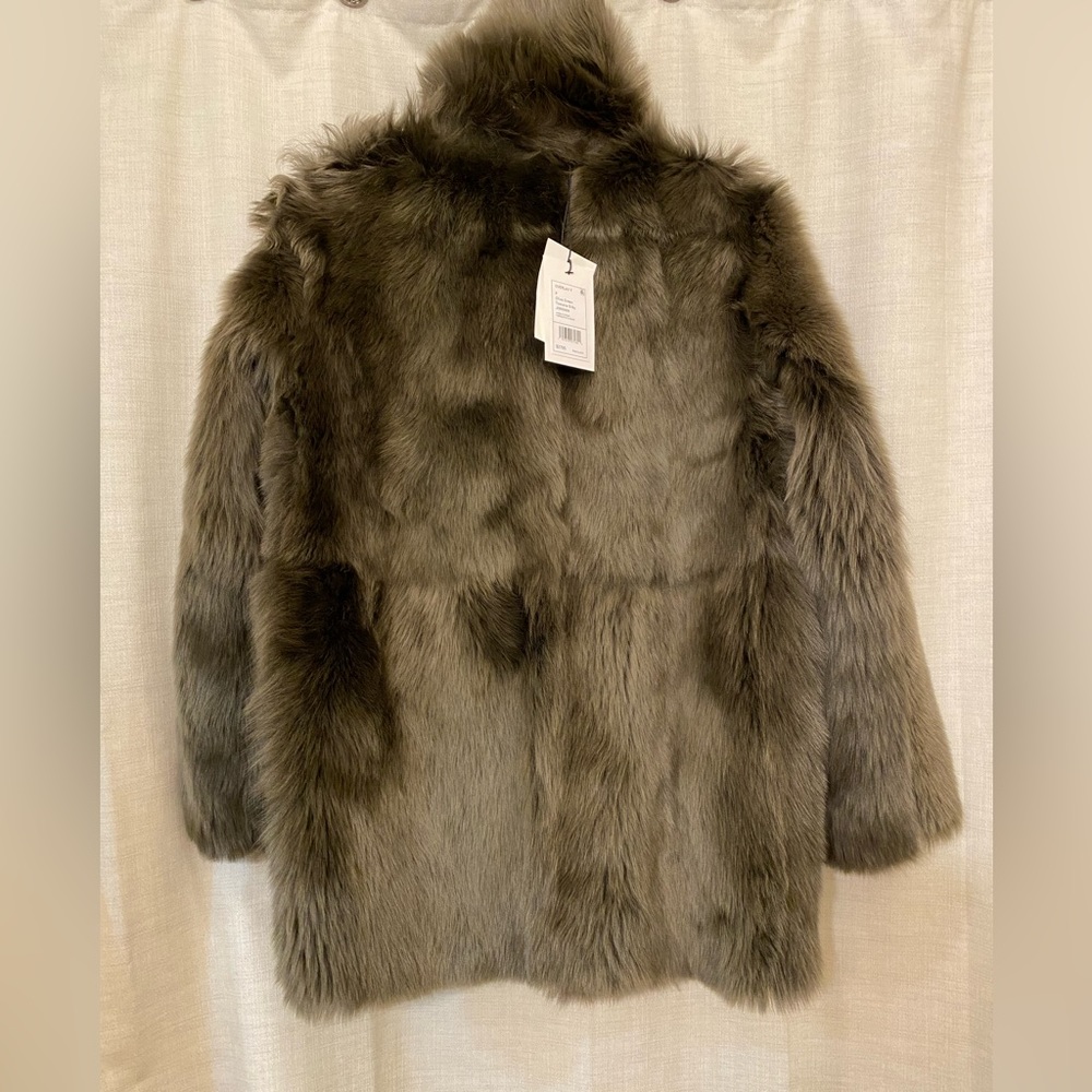 Theory overlay lamb shearling fur leather reversible coat - Picture 7 of 9
